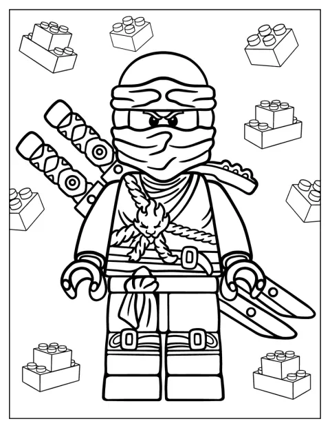 Een Lego-ninja staat klaar voor actie.