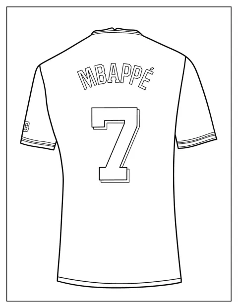Le maillot de Kylian Mbappé porte le numéro sept.