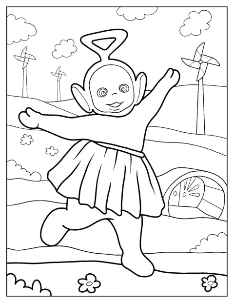 Tinky Winky danza indossando un tutù.
