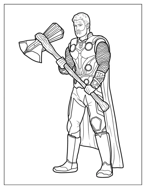 Thor ist in einer einfachen Darstellung mit seinem Hammer abgebildet.
