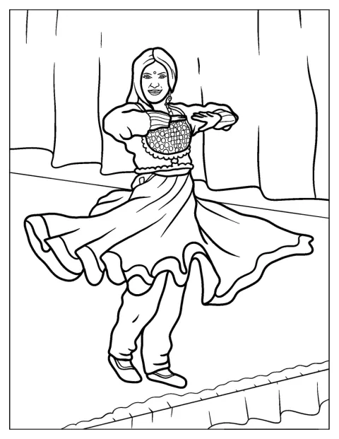 Een vrouw voert een klassieke Noord-Indiase kathakdans uit.