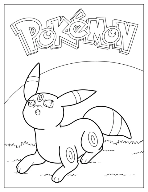 Noctali figure au centre d’une affiche Pokémon.