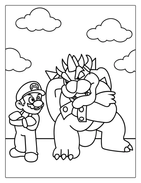 Bowser se encuentra frente a Mario en una escena del videojuego.