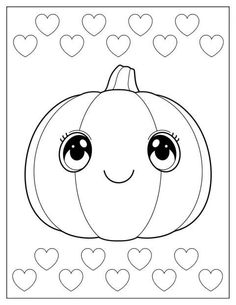 Una calabaza de estilo kawaii tiene una expresión dulce y sencilla.