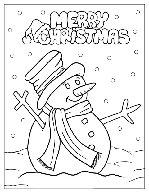 Um boneco de neve festivo apresenta uma saudação de Natal.