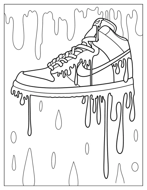 Nike Coloring Page Of Air Jordan Melting Paint