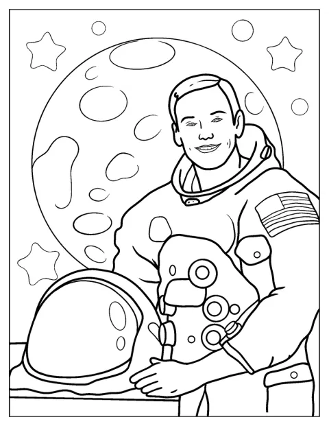 Neil Armstrong aparece vestido con un traje de astronauta.