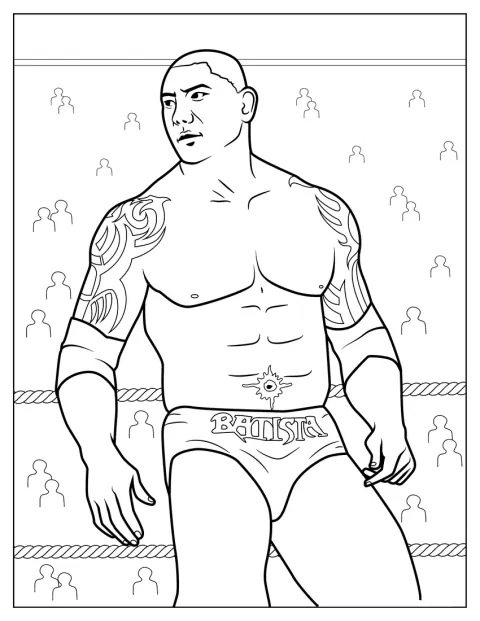 Dave Bautista steht als WWE-Wrestler bereit.