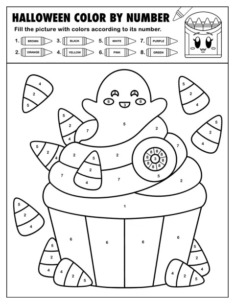 Et lille spøgelse pynter toppen af en cupcake.