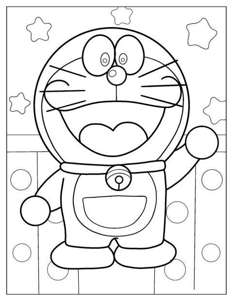 Doraemon posa con un aspecto adorable y estilo kawaii.