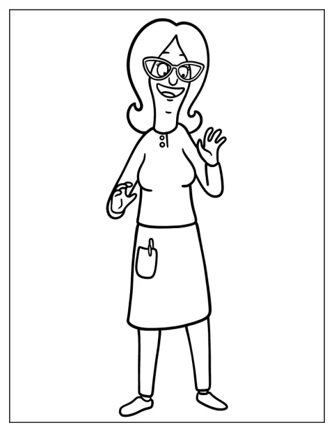 Linda Belcher posa con una sonrisa y sus características gafas.