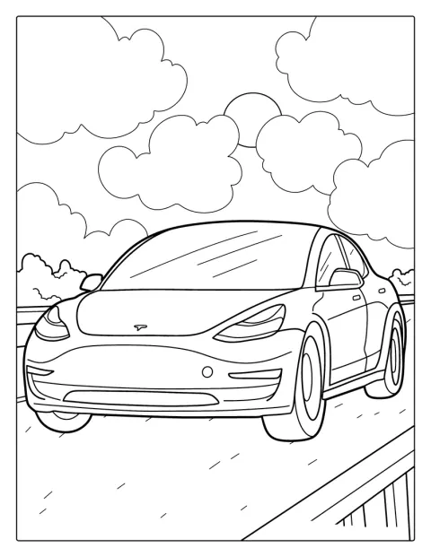 Coloring Page Of Tesla Model Y