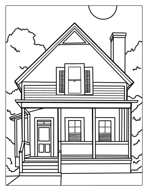 Tradycyjny dom ma spadzisty dach i klasyczny wygląd.