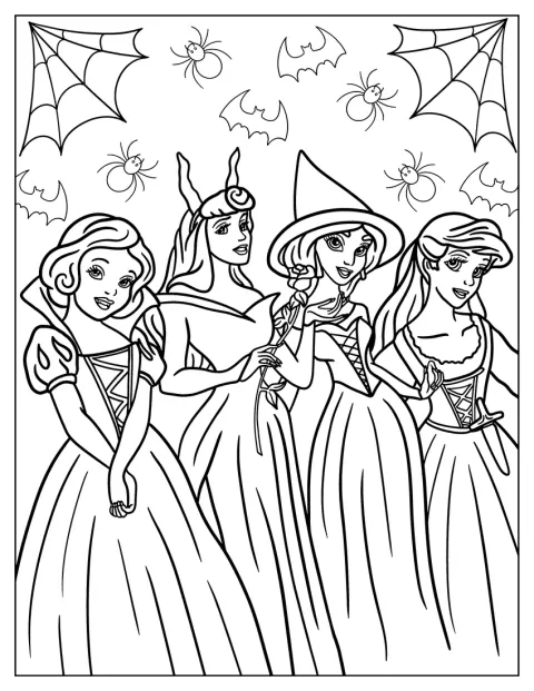 Albă ca Zăpada, Aurora, Jasmine și Ariel sărbătoresc Halloweenul.