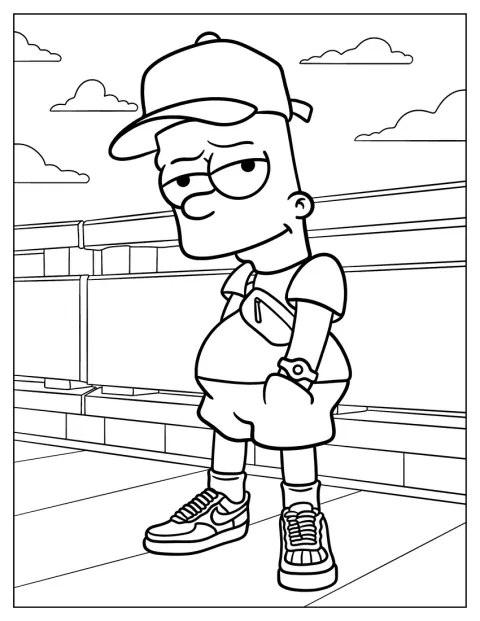 Bart Simpson posa con una gorra y una actitud muy chula.