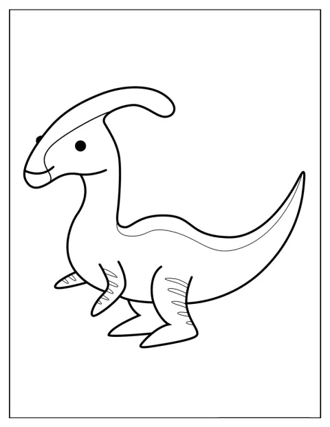 Um Parasaurolofo caminha numa ilustração simples.