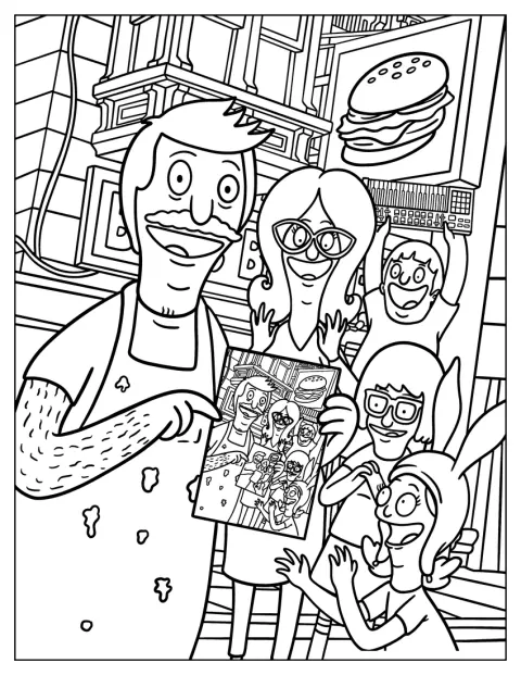 Linda, Bob, Gene, Tina y Louise posan juntos en un retrato familiar.