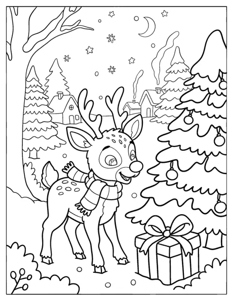 Den lilla Rudolf upptäcker ett paket som ligger i snön.