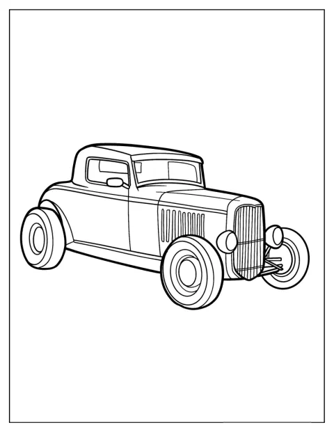 Een eenvoudige Deuce Coupe-hotrod staat afgebeeld met zijn iconische vorm.