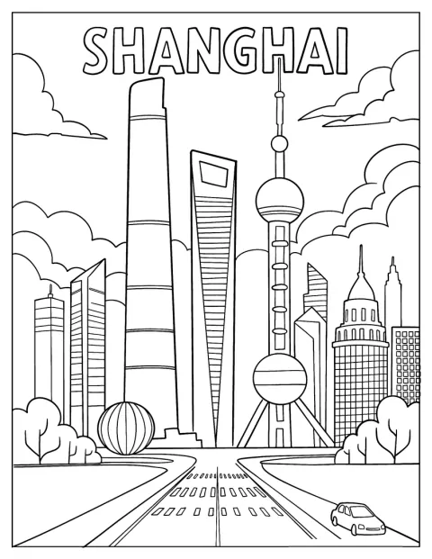 La Oriental Pearl Tower svetta tra i grattacieli dello skyline di Shanghai.