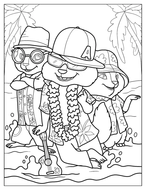 Alvin și veverițele se bucură de o zi la plajă.