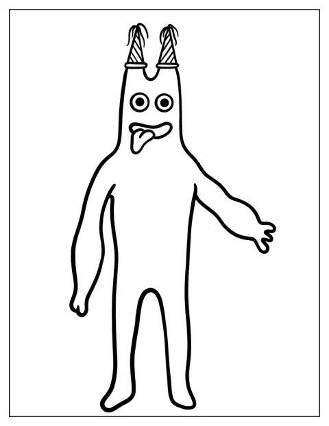 Banban stojí sám v jednoduchém obrázku.