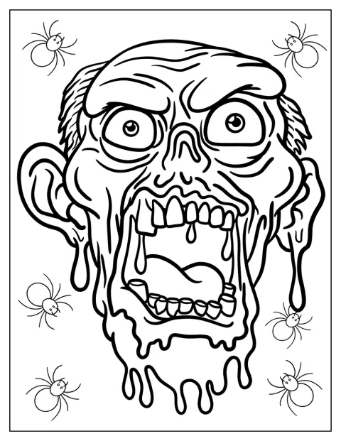 Um rosto de zumbi assustador apresenta carne a derreter.