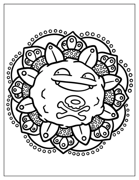 Padrões de mandala decoram o corpo redondo de Koffing.