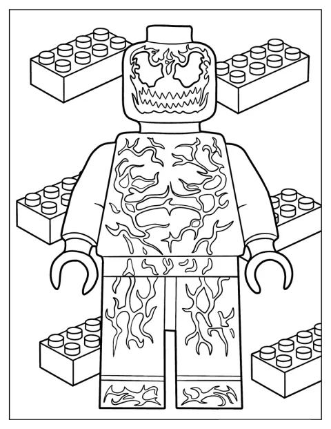 Una figura de LEGO de Carnage aparece con sus zarcillos extendidos.