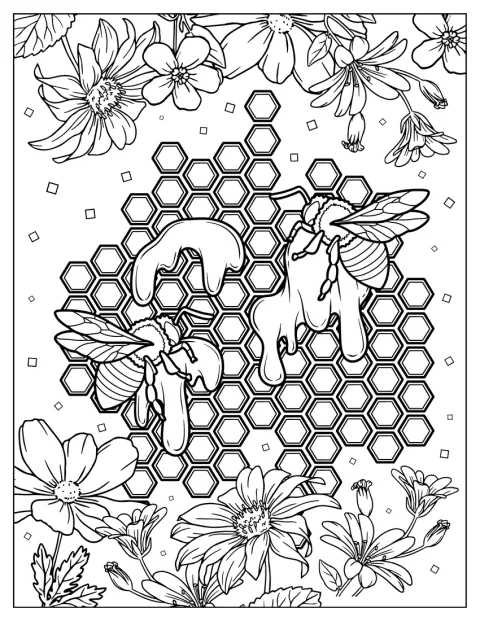 Mehiläiset työskentelevät pesässä hunajaa valmistaen.