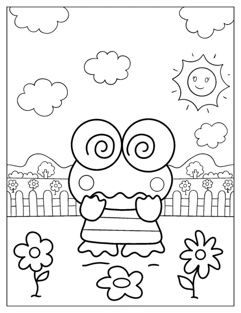 Keroppi stoi oszołomiony pod palącym słońcem.