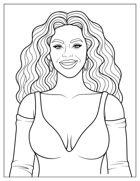 Beyoncé poseert met grote oorringen en golvend haar.