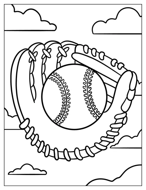 Egy baseball-labda ül a klasszikus kesztyűben.