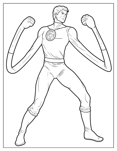 Reed Richards, conocido como Mr. Fantástico, aparece en pose de héroe.