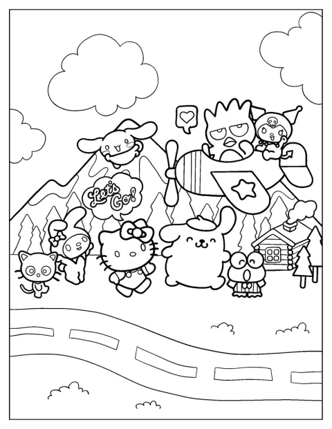 Hello Kitty juega junto a varios personajes de Sanrio.