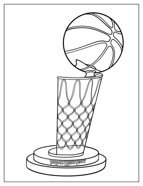 El trofeo Larry O’Brien de la NBA aparece con asas y una pelota en la parte superior.