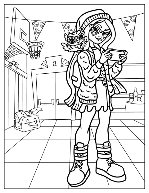 Ghoulia Yelps sidder og spiller videospil.