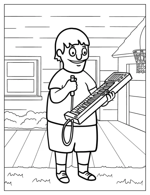 Gene Belcher speelt op zijn pianica.