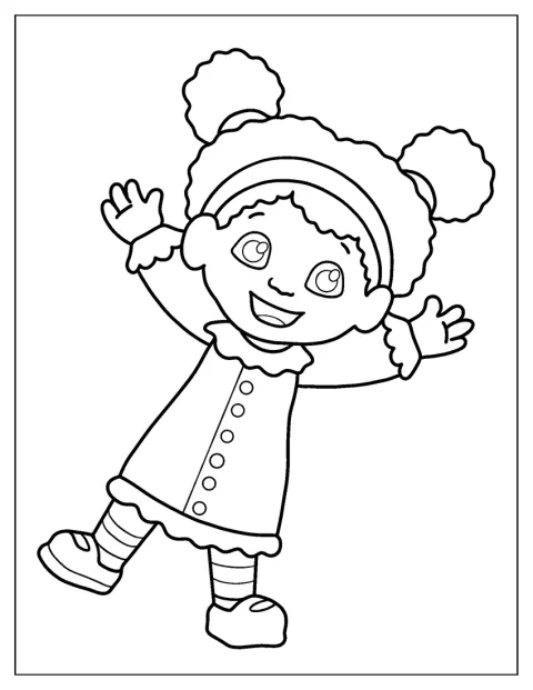 Miss Elaina apparaît seule, dessinée avec des contours simples.