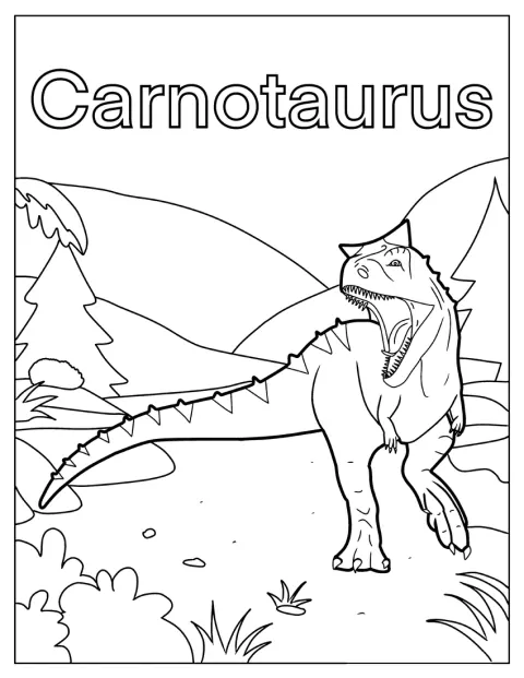 Angry Carnotaurus Roaring Coloring Page