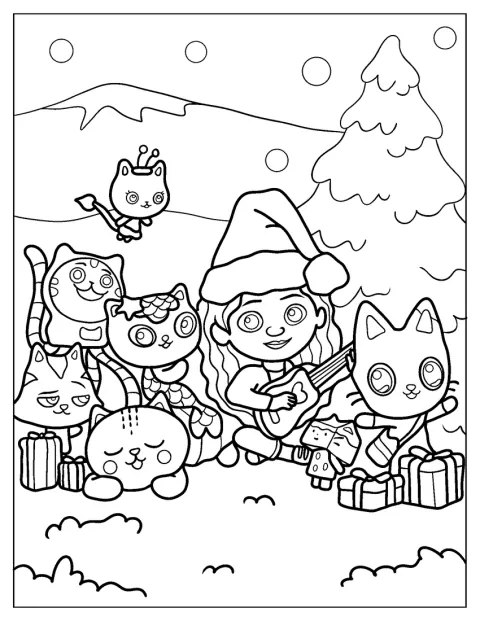 Gabby’s Dollhouse Celebrating Christmas To Color