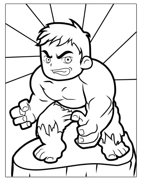 Ein wütender Baby-Hulk schaut grimmig drein.