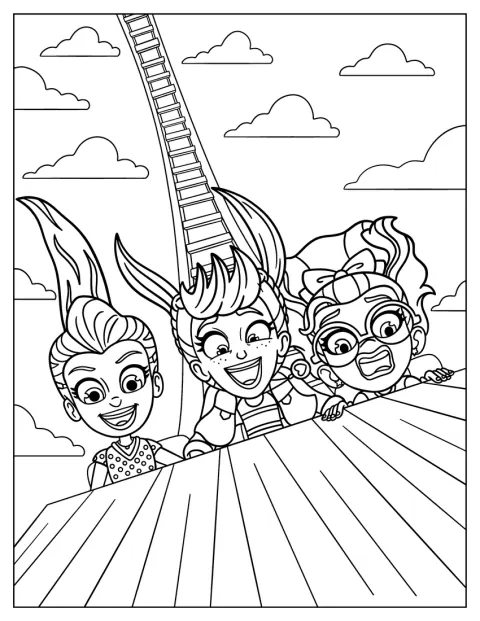 Polly Pocket åker berg- och dalbana med Lila och Shani.
