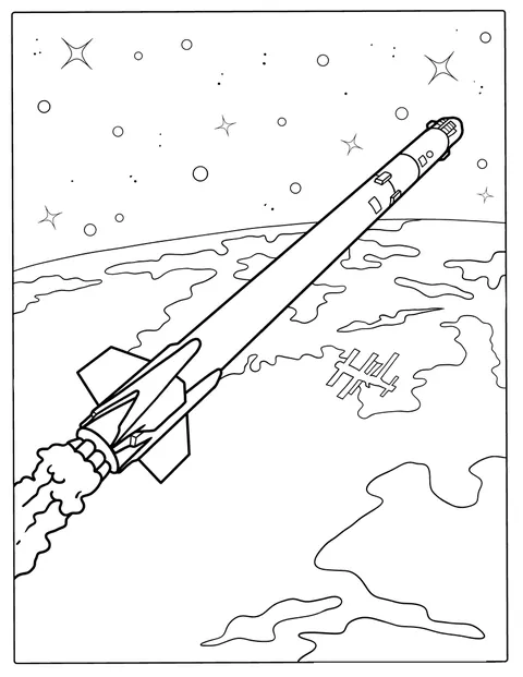 Le propulseur de la fusée SpaceX Falcon est représenté à la verticale.