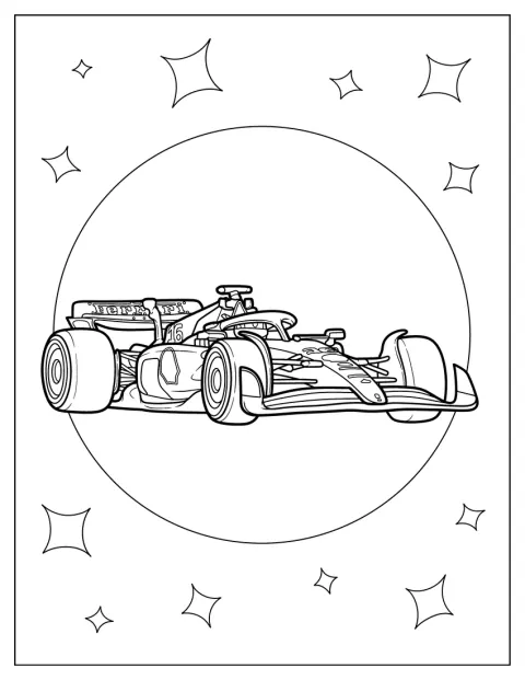 En Ferrari F1-racerbil står redo att tävla.