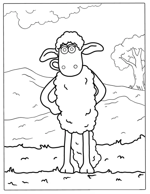 Shaun, a bárány áll a képen.