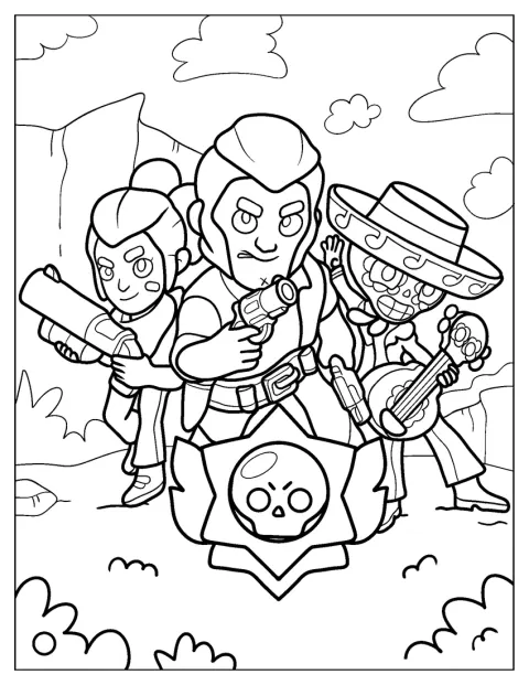 Colt, Shelly og Poco står sammen på en Brawl Stars-plakat.