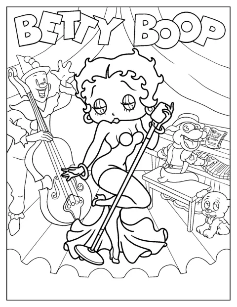 Betty Boop kabaréelőadóként áll a színpadon.