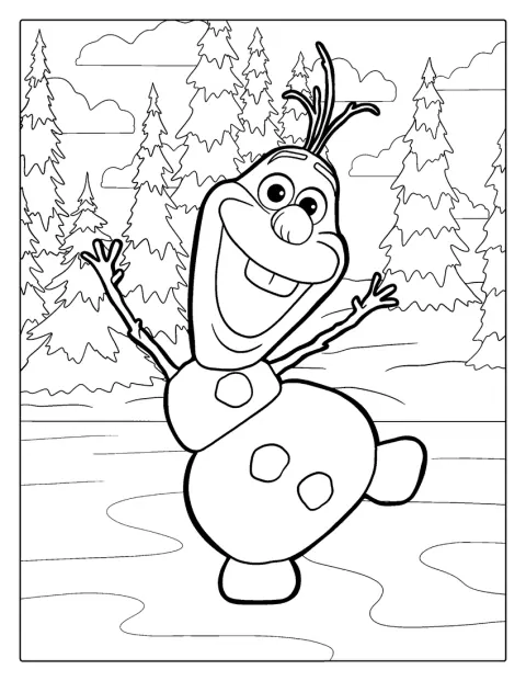 Olaf, a hóember vidáman áll.