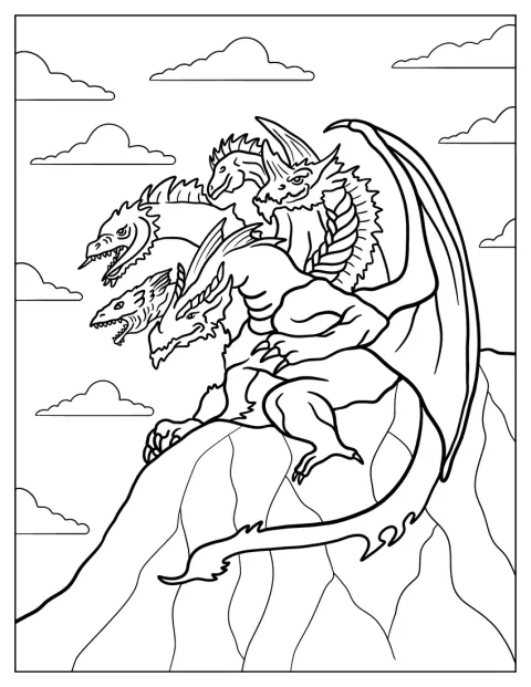 Dungeons And Dragons Coloring Page Of Tiamat